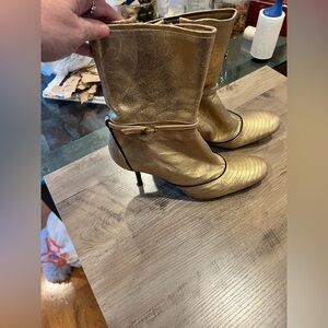 Elegant Gold Heeled Boots